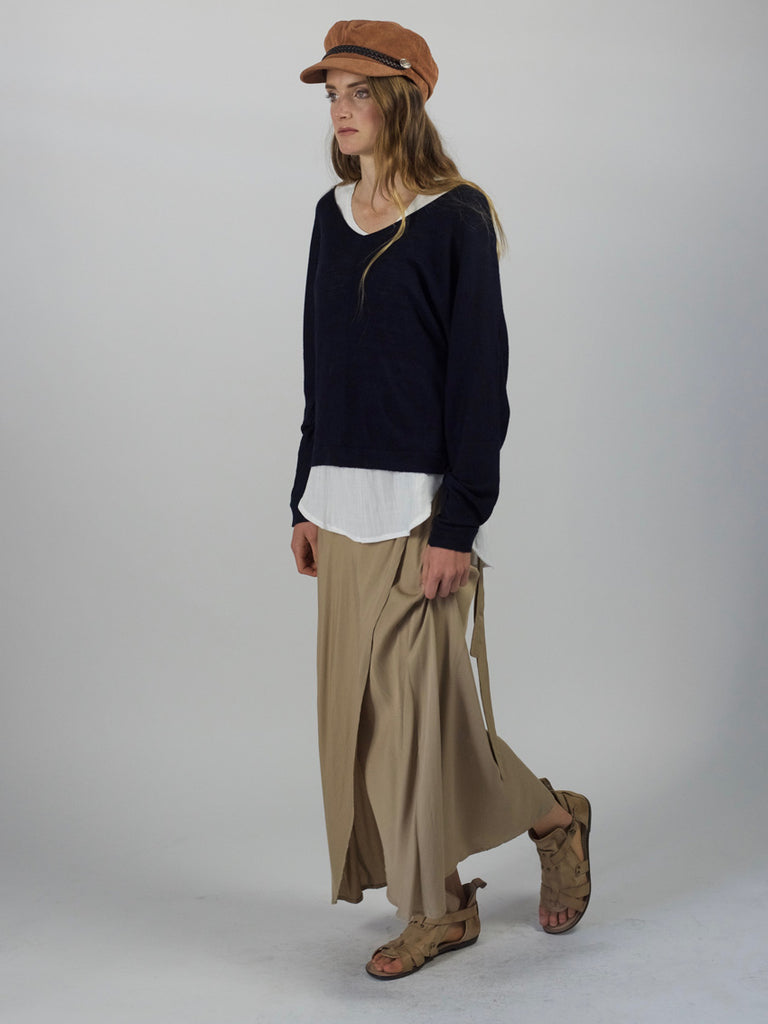 Carousel Essentials Wrap Skirt in Beige