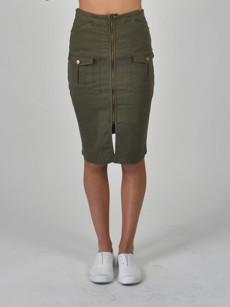 Carousel Essentials Military Skirt in Kahki