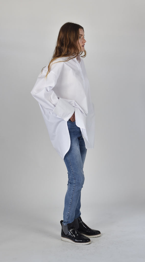 Carousel Essentials Cuff Shirt in white