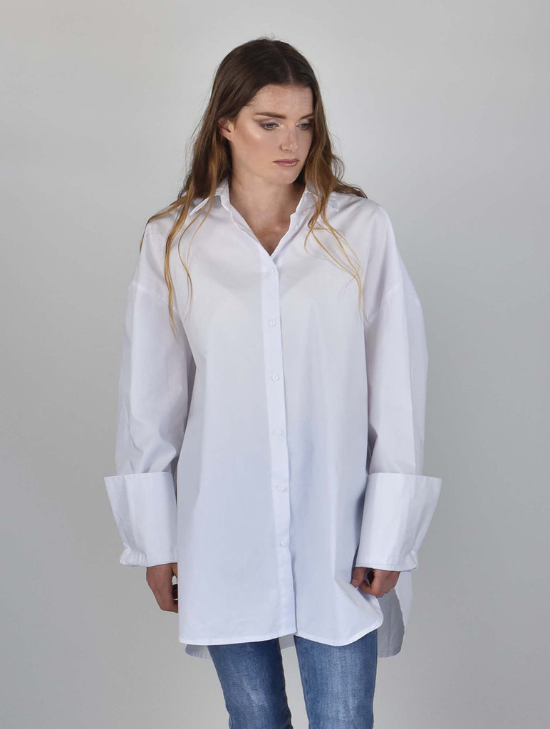 Carousel Essentials Cuff Shirt in white