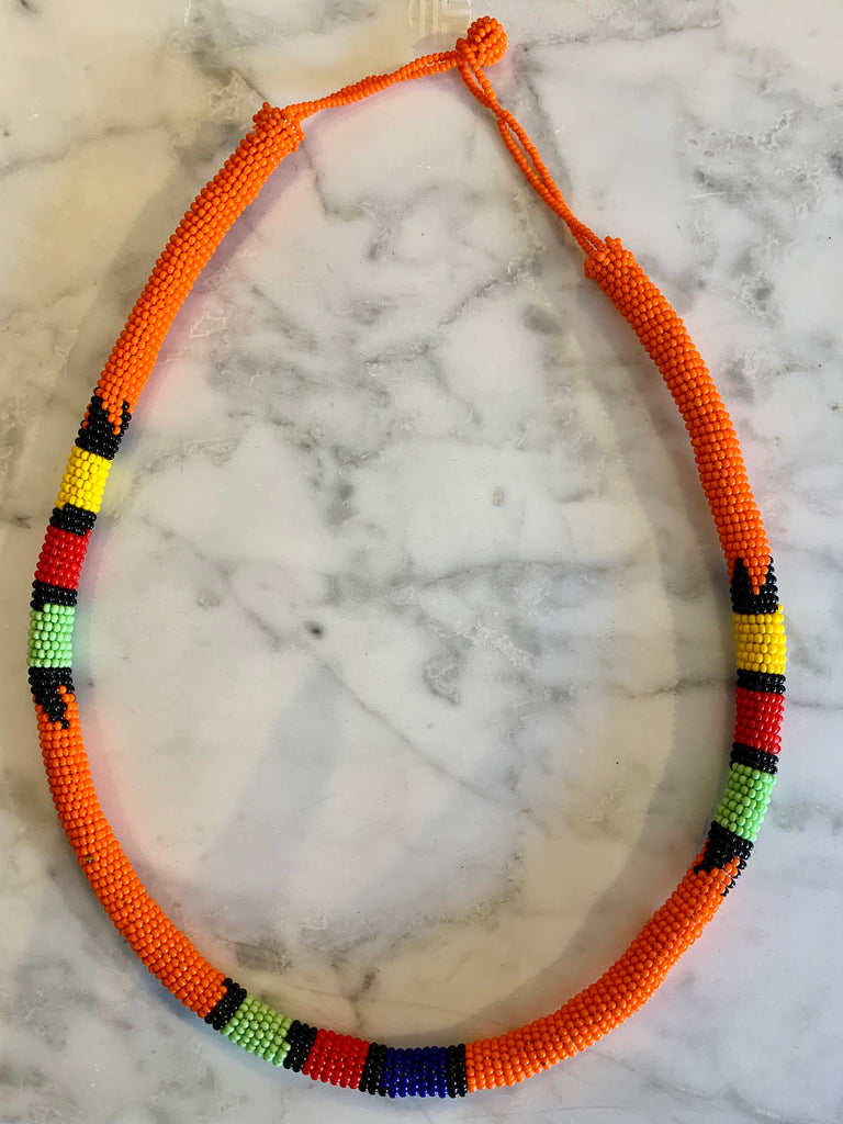 Carousel Access Necklace African in Orange