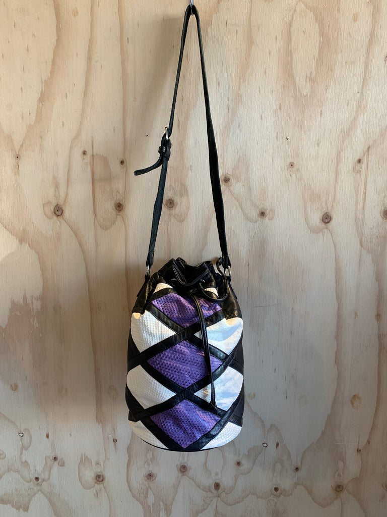 Primari Patchwork Bucket bag / Purple and White