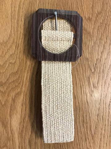 Beige Belt With Straw Buckle