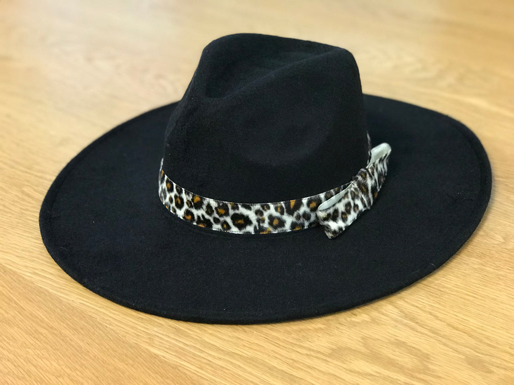 Black Felt Panama Hat with Wide Brim