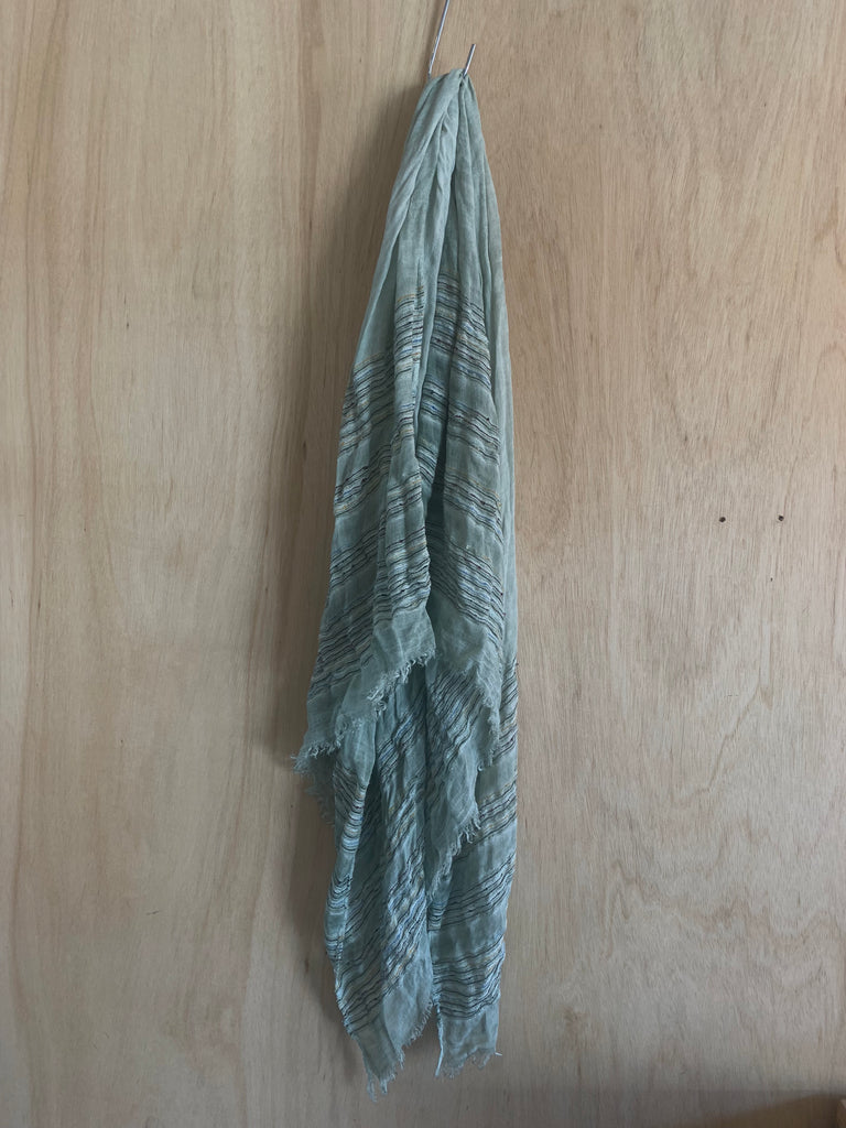 Rainbow Mint Green Cotton Scarf