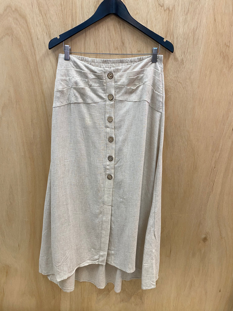Button Linen Skirt