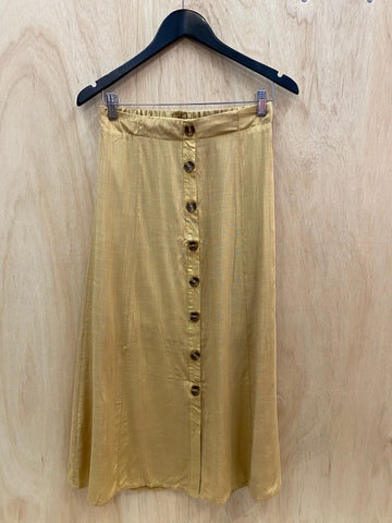 Pleated Metallic Amber Pants