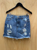 Raw Cuff Denim Mini Skirt