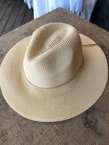 Straw Hat - Blue and White band