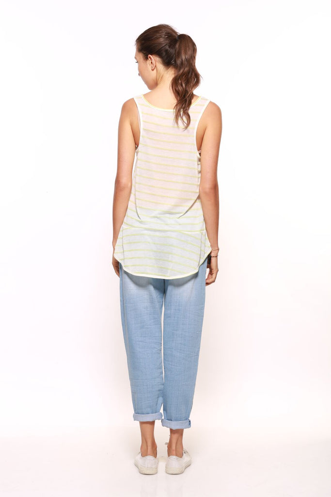 Sheer Stripe Tank Lime/White